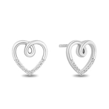 Load image into Gallery viewer, Hallmarkfinejewelry Heart Earrings in Sterling Silver with Diamonds
