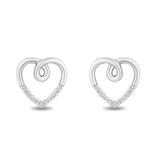 Load image into Gallery viewer, Hallmarkfinejewelry Heart Earrings in Sterling Silver with Diamonds
