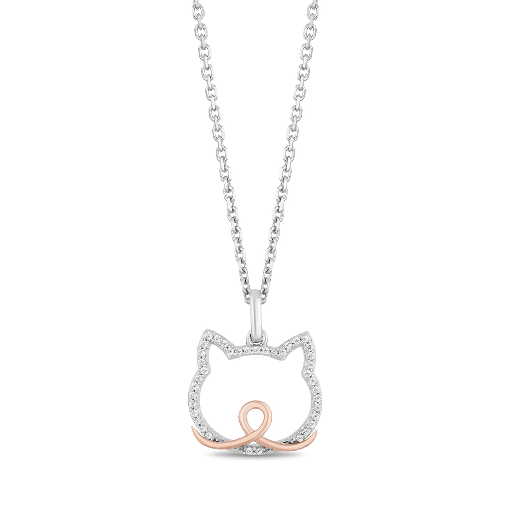 Hallmarkfinejewelry Sterling Silver and 10K Rose Gold Pendant Necklace with Diamonds