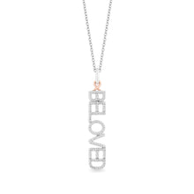 Load image into Gallery viewer, Hallmarkfinejewelry Sterling Silver and 10K Rose Gold Beloved Editorial Pendant Necklace with Diamonds
