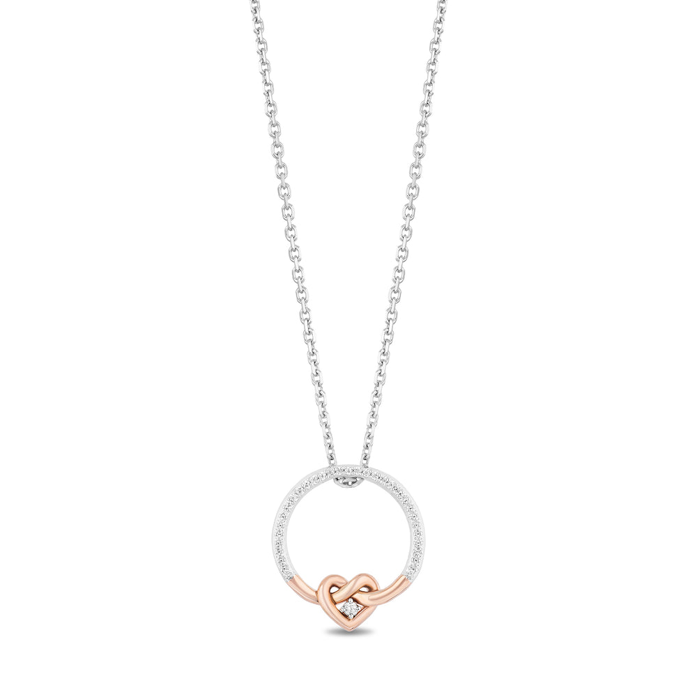 Hallmarkfinejewelry Sterling Silver and 10K Rose Gold Infinity Heart Pendant Necklace with Diamonds