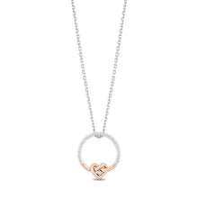 Load image into Gallery viewer, Hallmarkfinejewelry Sterling Silver and 10K Rose Gold Infinity Heart Pendant Necklace with Diamonds
