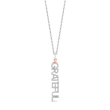 Load image into Gallery viewer, Hallmarkfinejewelry Sterling Silver and 10K Rose Gold Grateful Editorial Necklace Pendant with Diamonds

