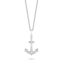 Load image into Gallery viewer, Hallmarkfinejewelry Anchor Diamond Pendant in Sterling Silver View 1
