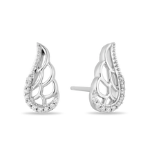 Load image into Gallery viewer, Hallmarkfinejewelry Soaring Wing Stud Earrings in Sterling Silver with Diamonds
