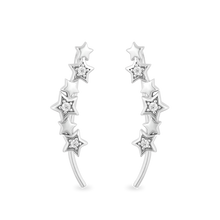 Load image into Gallery viewer, Hallmarkfinejewelry Star Dusted Ear Climbers in Sterling Silver with Natural Diamond Accents View 1
