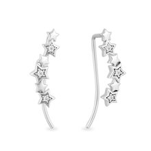 Load image into Gallery viewer, Hallmarkfinejewelry Star Dusted Ear Climbers in Sterling Silver with Natural Diamond Accents View 1

