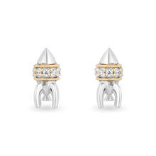 Load image into Gallery viewer, Hallmarkfinejewelry Out of This World' Rocket ship Stud Diamond Earrings in Sterling Silver &amp; Yellow Gold View 1
