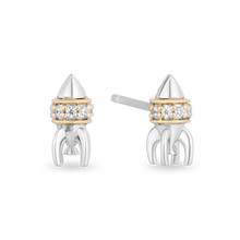 Load image into Gallery viewer, Hallmarkfinejewelry Out of This World' Rocket ship Stud Diamond Earrings in Sterling Silver &amp; Yellow Gold View 1
