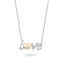 Load image into Gallery viewer, Hallmarkfinejewelry Love Script Diamond Necklace in Yellow Gold &amp; Sterling Silver View 1
