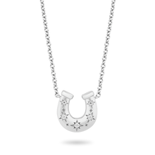 Load image into Gallery viewer, Hallmarkfinejewelry Horseshoe Diamond Pendant in Sterling Silver &amp; Star Set View 1
