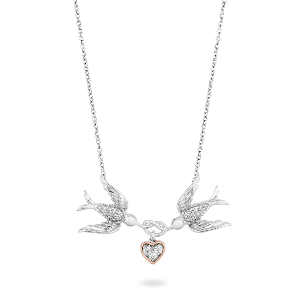 Hallmarkfinejewelry Lovebirds Diamond Necklace in Sterling Silver View 1