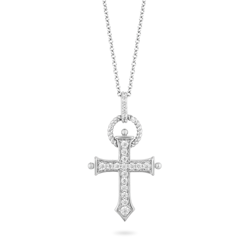 Hallmarkfinejewelry Cross Diamond Pendant in Sterling Silver With 1/3 CTTW View 1