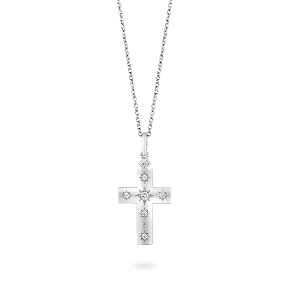 Hallmarkfinejewelry Cross Diamond Pendant in Sterling Silver View 1