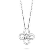 Load image into Gallery viewer, Hallmarkfinejewelry Modern Clover Diamond Pendant in Sterling Silver View 1
