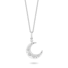 Load image into Gallery viewer, Hallmarkfinejewelry Crescent Moon Diamond Pendant in Sterling Silver View 1
