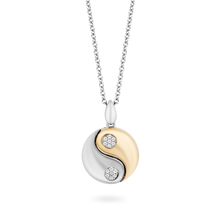 Load image into Gallery viewer, Hallmarkfinejewelry Modern Ying-Yang Diamond Pendant in Sterling Silver &amp; Yellow Gold View 1
