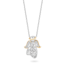 Load image into Gallery viewer, Hallmarkfinejewelry Filigree Angel Diamond Pendant in Sterling Silver &amp; Yellow Gold View 1
