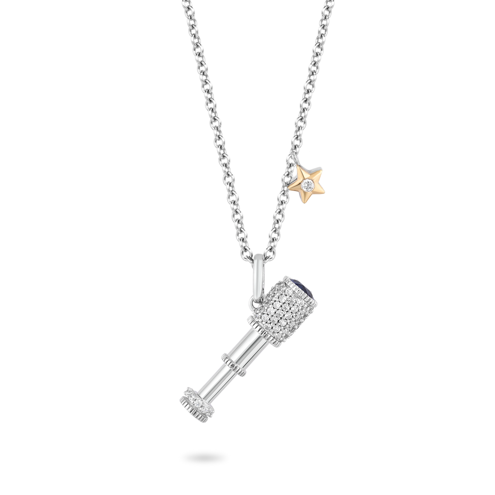Hallmarkfinejewelry The Star Gazer Telescope Diamond Pendant in Sterling Silver & Yellow Gold View 1