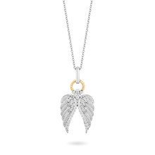 Load image into Gallery viewer, Hallmarkfinejewelry Angel Wings Diamond Pendant in Sterling Silver &amp; Yellow Gold View 1
