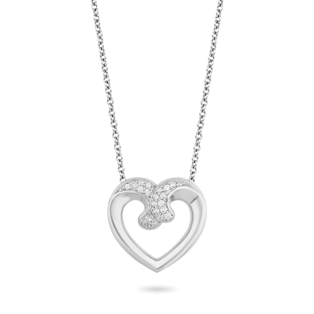 Hallmarkfinejewelry Hugging Heart Diamond Pendant in Sterling Silver View 1