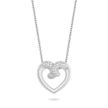 Load image into Gallery viewer, Hallmarkfinejewelry Hugging Heart Diamond Pendant in Sterling Silver View 1
