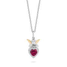 Load image into Gallery viewer, Hallmarkfinejewelry Cherub with Heart Pendant &amp; Created Ruby View 1
