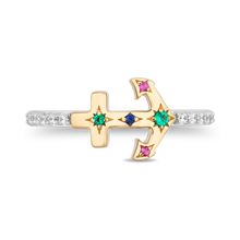 Load image into Gallery viewer, Hallmarkfinejewelry Anchor Diamond Ring in Yellow Gold &amp; Sterling Silver View 1
