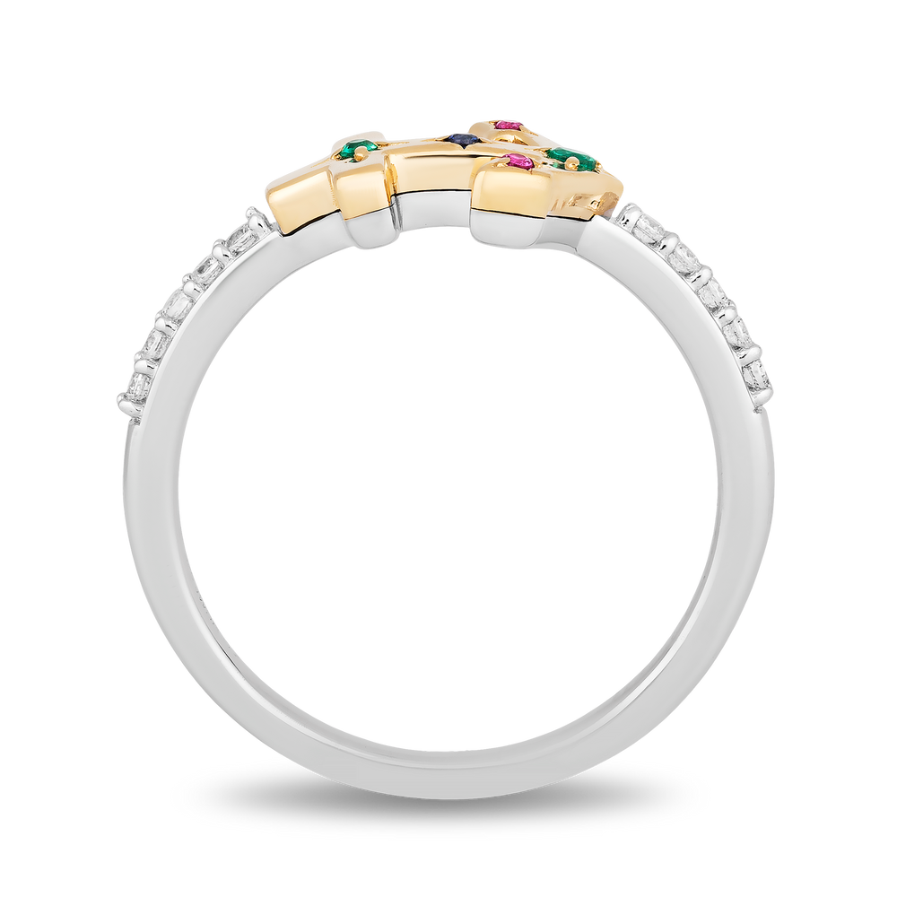 Hallmarkfinejewelry Anchor Diamond Ring in Yellow Gold & Sterling Silver View 1