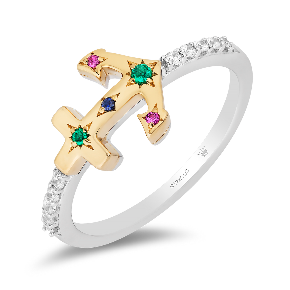 Hallmarkfinejewelry Anchor Diamond Ring in Yellow Gold & Sterling Silver View 1