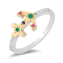 Load image into Gallery viewer, Hallmarkfinejewelry Anchor Diamond Ring in Yellow Gold &amp; Sterling Silver View 1
