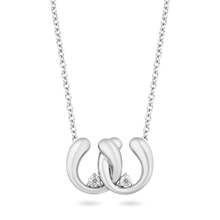 Load image into Gallery viewer, Hallmarkfinejewelry Linked Horseshoe Diamond Pendant in Sterling Silver View 1
