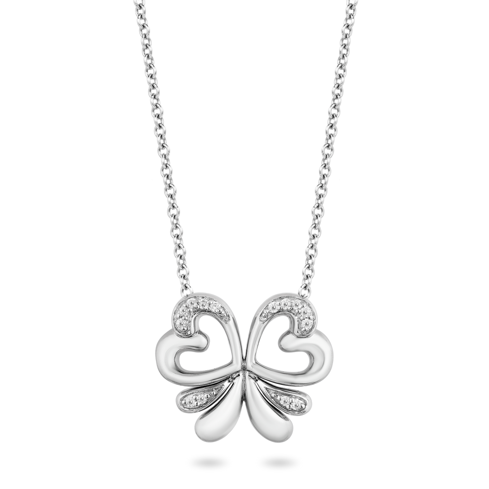 Hallmarkfinejewelry Beautiful Butterfly Diamond Pendant in Sterling Silver View 1