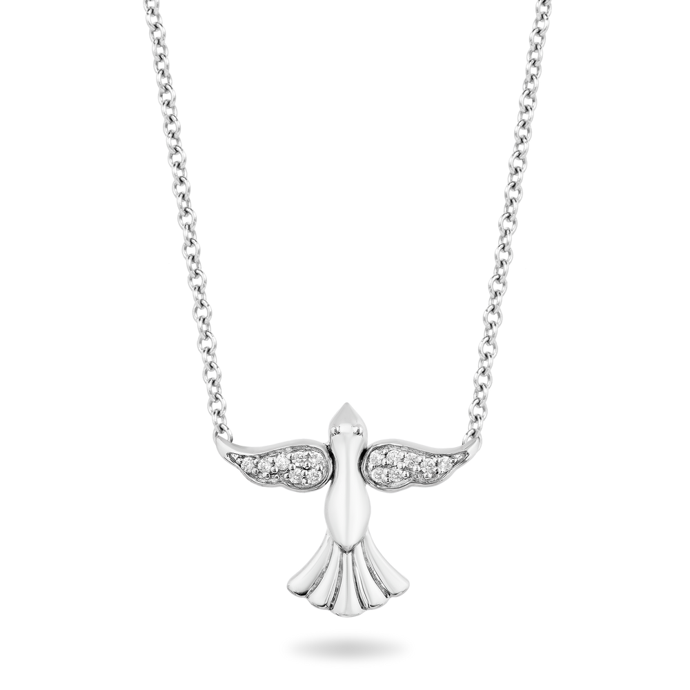 Hallmarkfinejewelry Dove in Flight Diamond Pendant in Sterling Silver View 1