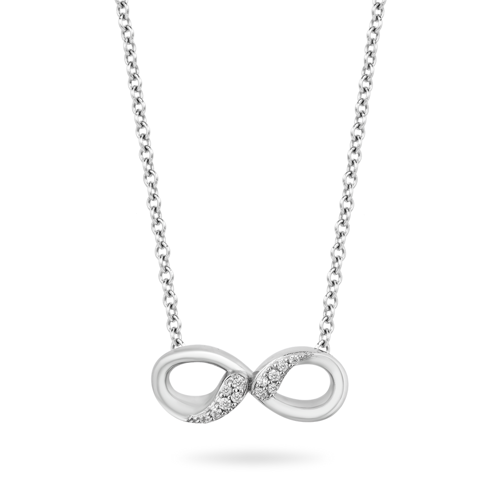 Hallmarkfinejewelry Modern Infinity Diamond Pendant in Sterling Silver View 1