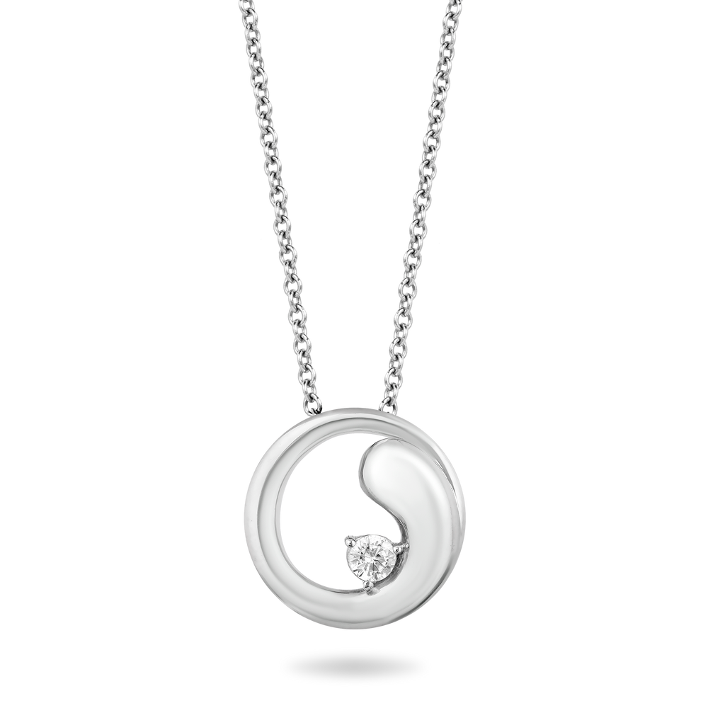 Hallmarkfinejewelry Graceful Swirl Diamond Pendant in Sterling Silver Diamonds View 1