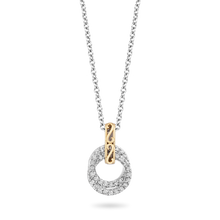Load image into Gallery viewer, Hallmarkfinejewelry Filigree Diamond Interlocked Circle Diamond Pendant in Yellow Gold &amp; Sterling Silver View 1
