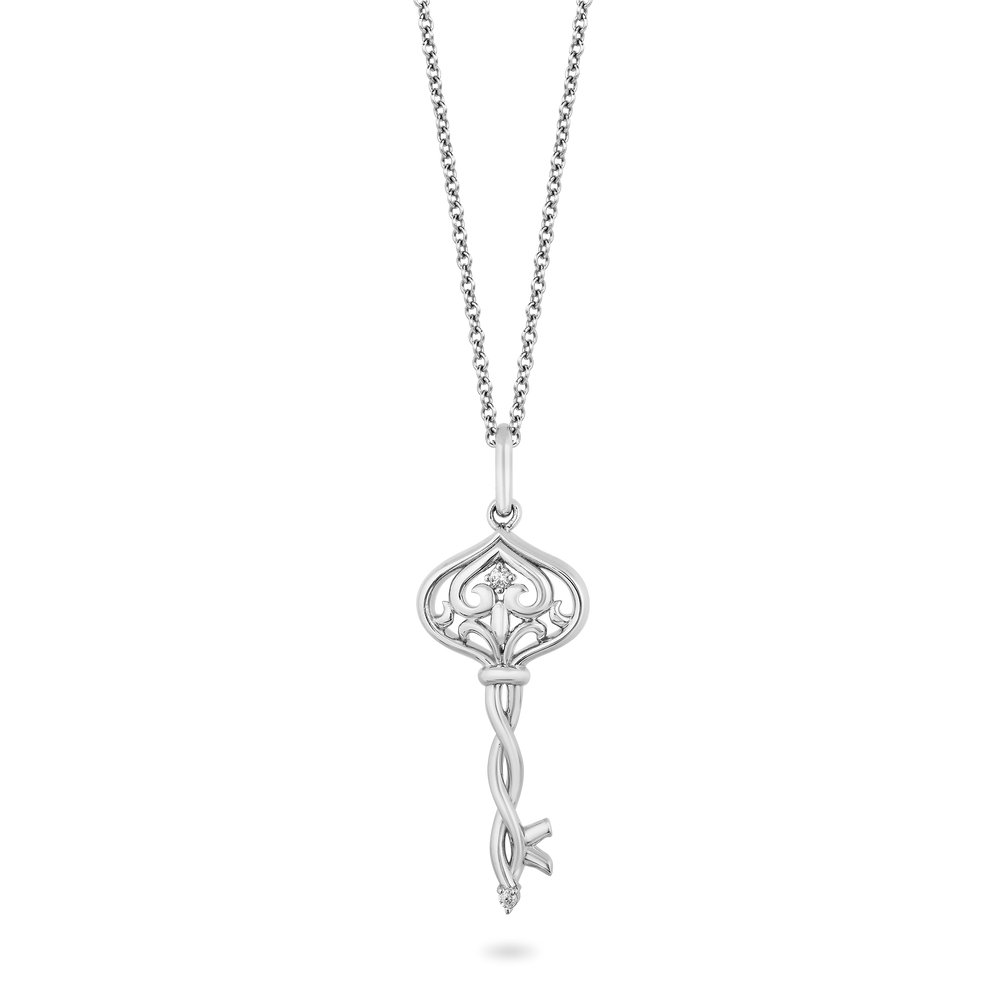 Hallmarkfinejewelry Filigree Key To Romance Diamond Pendant in Sterling Silver View 1