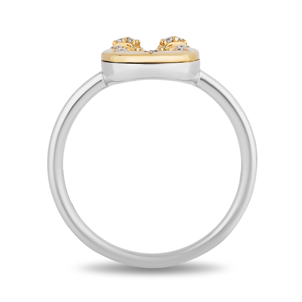 Hallmarkfinejewelry Horseshoe Diamond Ring in Yellow Gold & Sterling Silver View 1