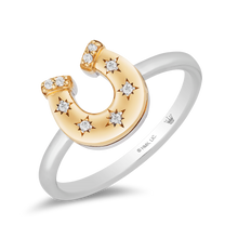 Load image into Gallery viewer, Hallmarkfinejewelry Horseshoe Diamond Ring in Yellow Gold &amp; Sterling Silver View 1
