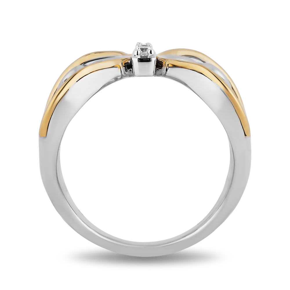 Hallmarkfinejewelry Filigree Fashion Butterfly Diamond Ring in Sterling Silver & Yellow Gold View 1