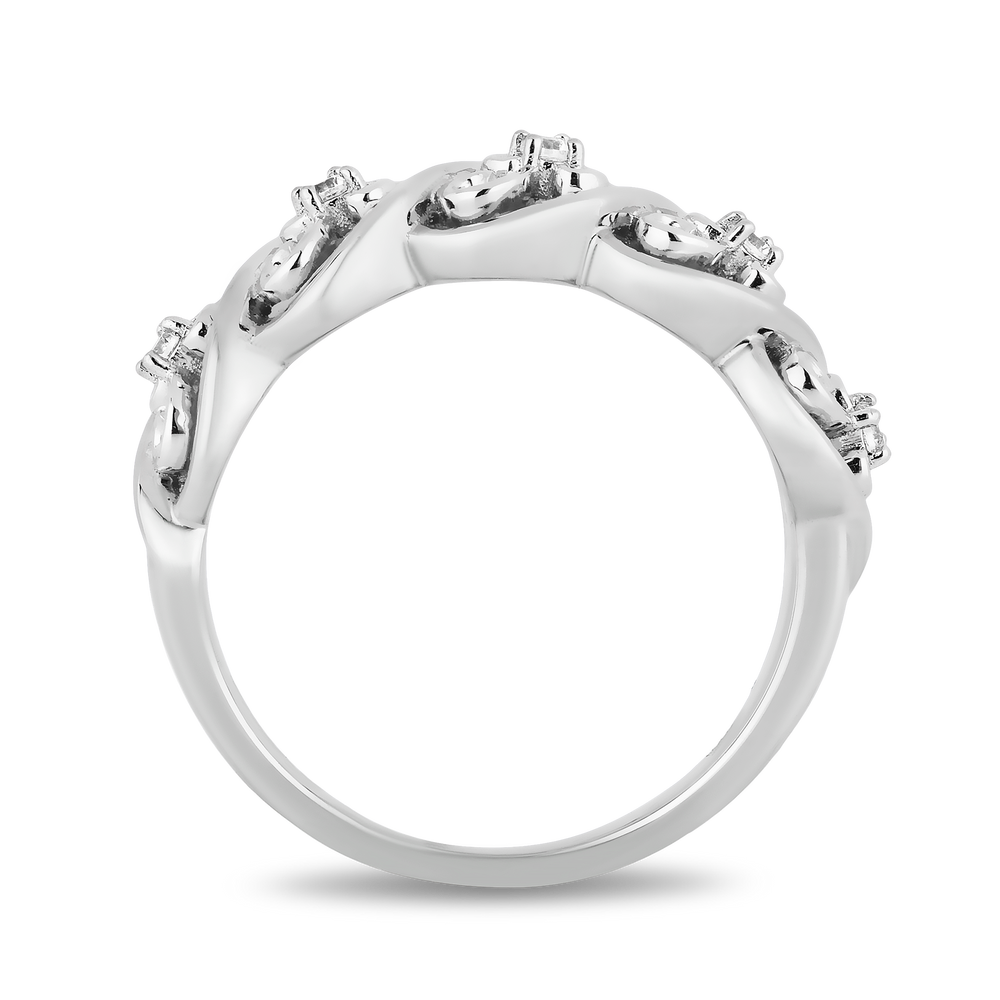 Hallmarkfinejewelry Filigree Fashion Wide Band Diamond Ring in Sterling Silver View 1