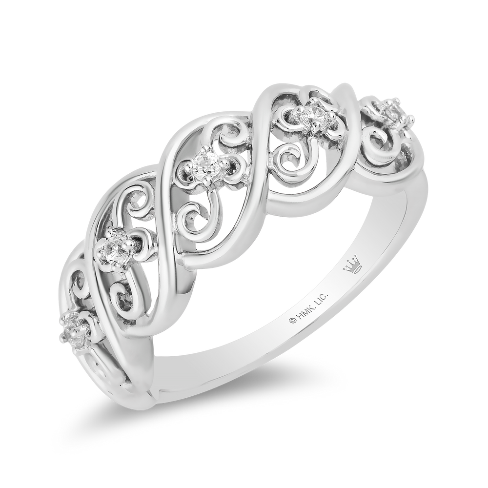 Hallmarkfinejewelry Filigree Fashion Wide Band Diamond Ring in Sterling Silver View 1