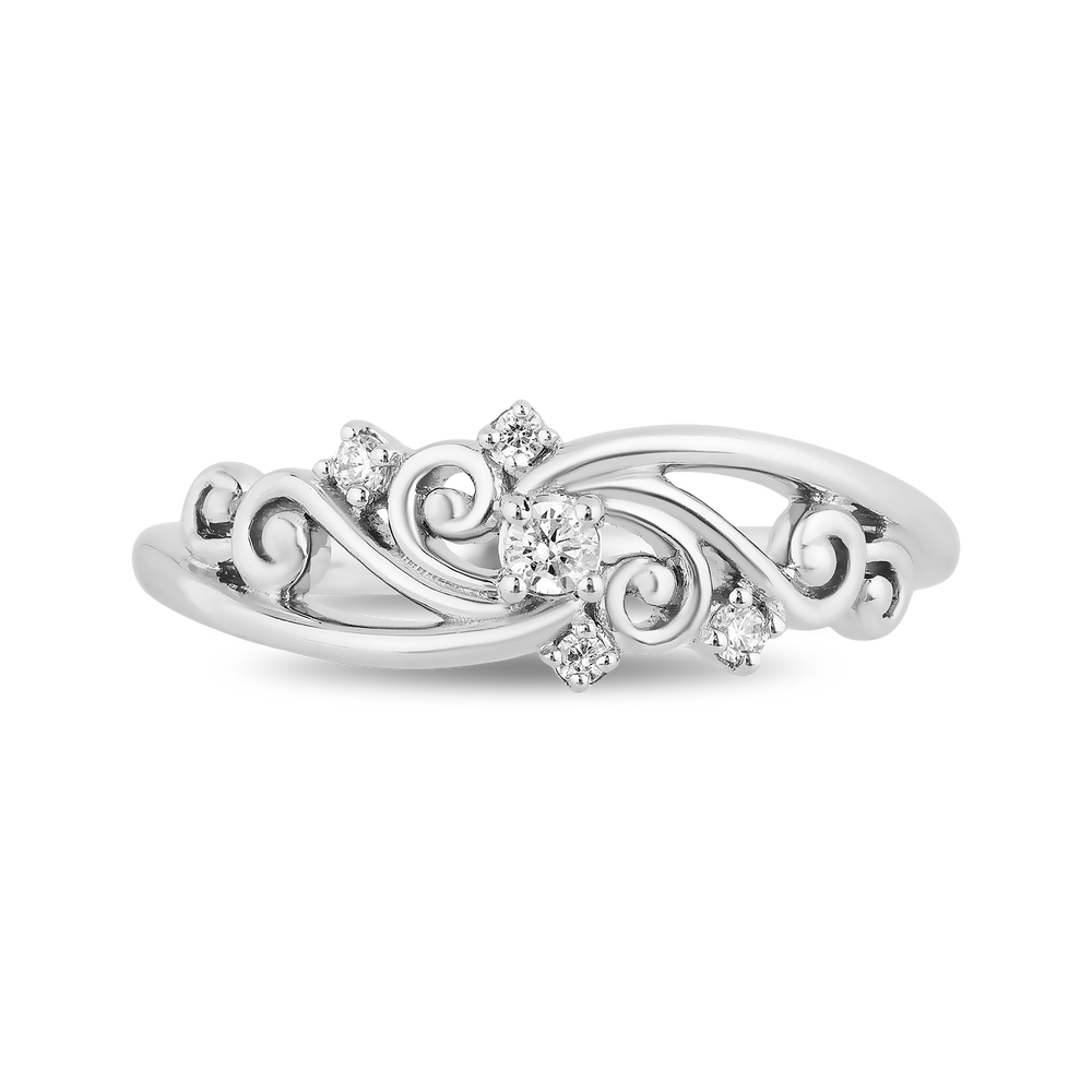 Hallmarkfinejewelry Filigree Swirl Tapered Fashion Diamond Ring in Sterling Silver View 1
