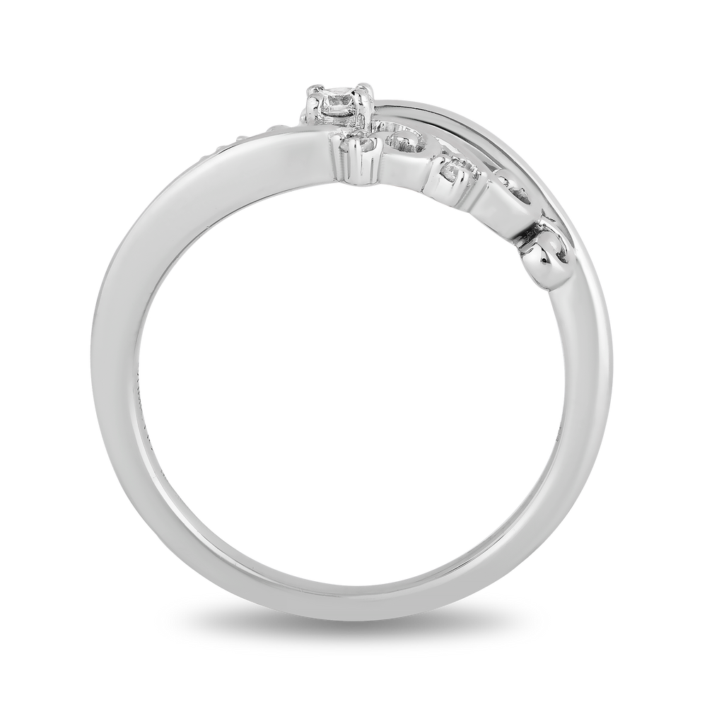 Hallmarkfinejewelry Filigree Swirl Tapered Fashion Diamond Ring in Sterling Silver View 1