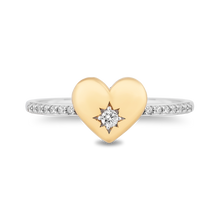 Load image into Gallery viewer, Hallmarkfinejewelry Puffed Heart Diamond Ring in Yellow Gold &amp; Sterling Silver View 1
