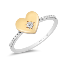 Load image into Gallery viewer, Hallmarkfinejewelry Puffed Heart Diamond Ring in Yellow Gold &amp; Sterling Silver View 1

