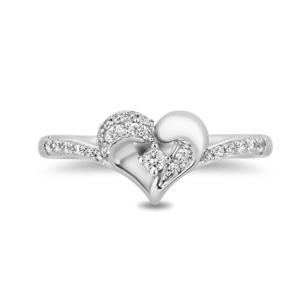 Hallmarkfinejewelry Heart Chevron Diamond Ring in Sterling Silver View 1