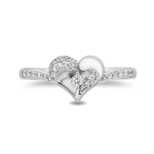 Load image into Gallery viewer, Hallmarkfinejewelry Heart Chevron Diamond Ring in Sterling Silver View 1
