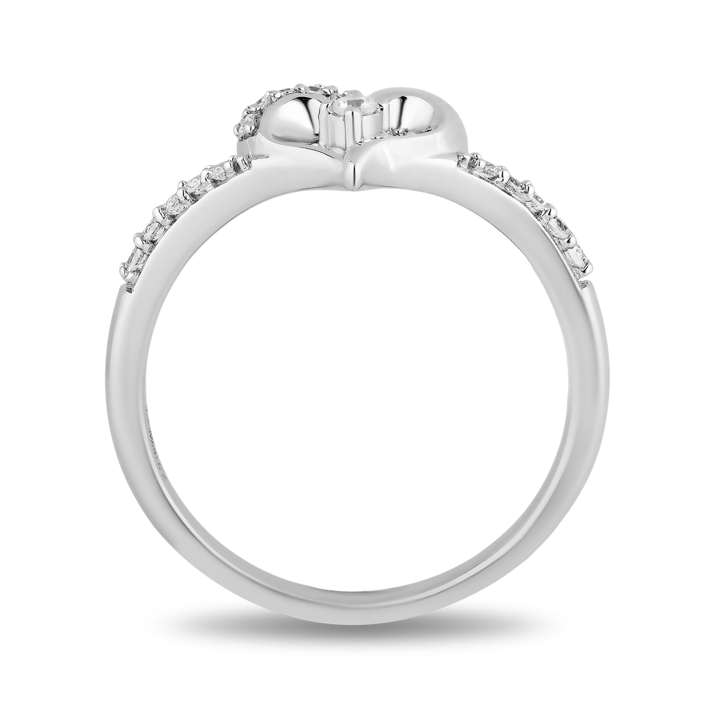 Hallmarkfinejewelry Heart Chevron Diamond Ring in Sterling Silver View 1